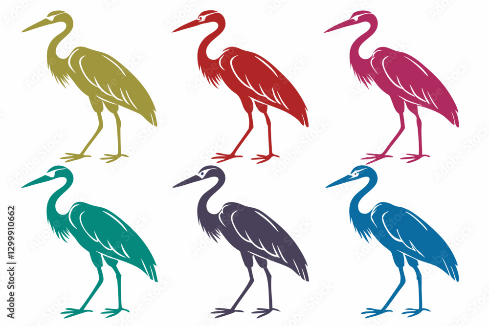 Fototapeta premium set of Herons Silhouette vector illustration