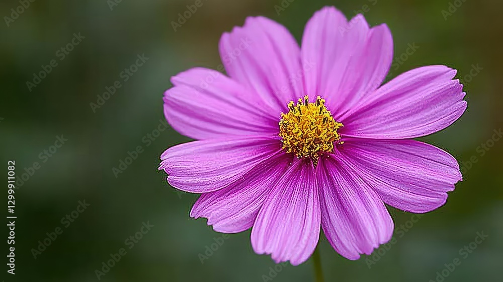 Close-up of a vibrant pink flower with yellow center set against a blurred green background Close-up of a vibrant pink flower with yellow center set against a blurred green background