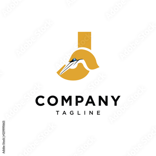 Letter J Australasian Gannet Logo Icon Vector