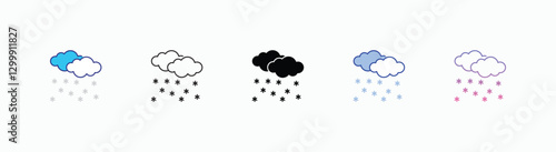 Night Snow Flurries icons set in different style vector stock 