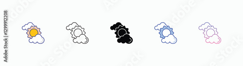 Partly Sunny icons set in different style vector stock 