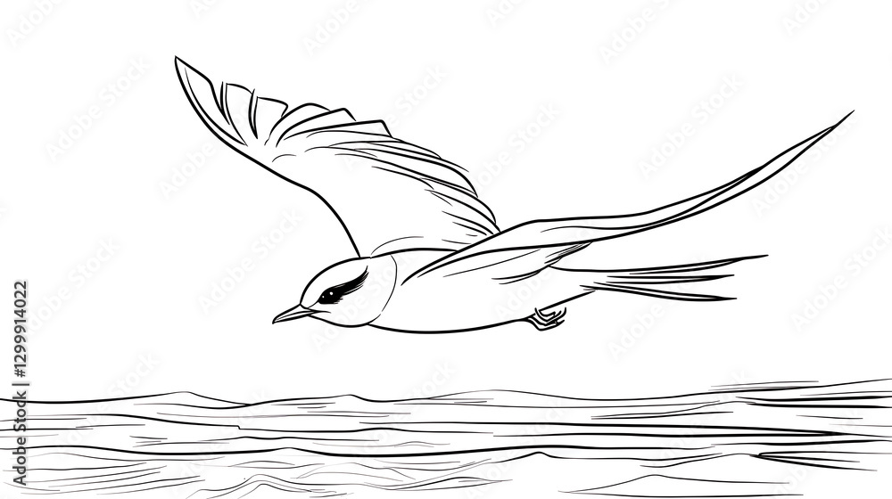 Fototapeta premium A bird is flying over the ocean. generated using AI