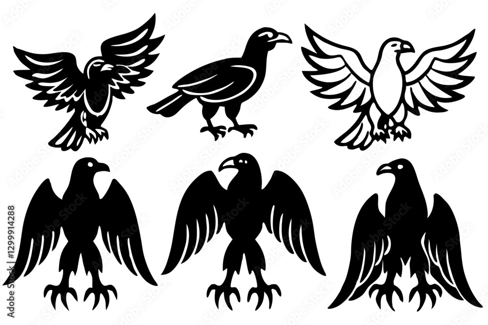 Fototapeta premium set of Eagle Silhouette vector illustration
