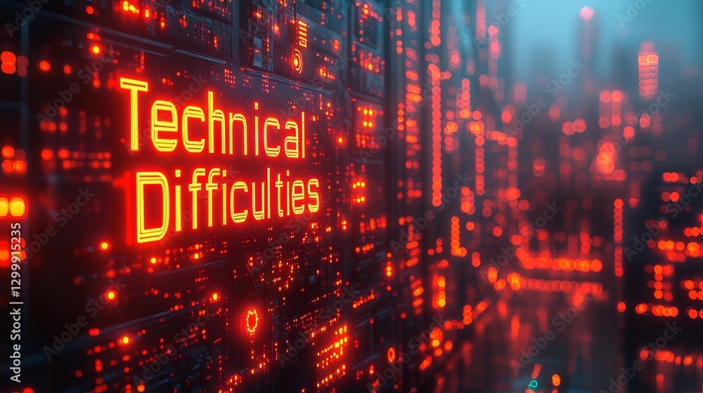 Realistic digital display featuring bold red