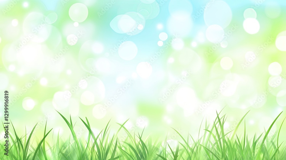Spring background with blurred grass and sunlight bokeh, a banner for a nature or environment concept. Spring background with blurred grass and sunlight bokeh, a banner for a nature or environment concept.