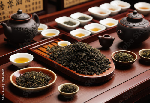Xiaoqinggan Pu'er tea Chinese ancient traditional tea display