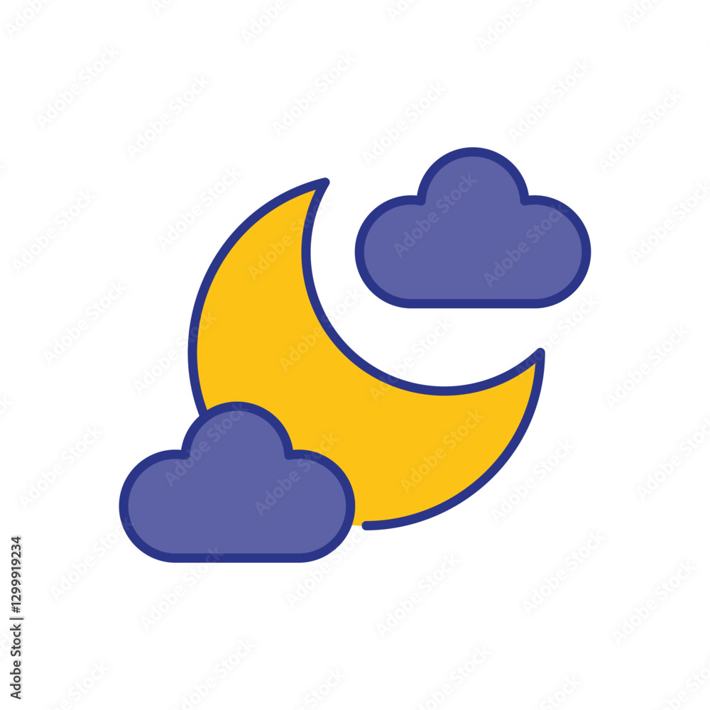 Night Overcast Icon vector stock illustration Night Overcast Icon vector stock illustration