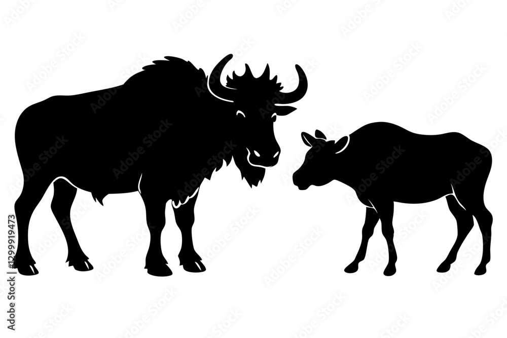 Fototapeta premium Buffalo Moose Silhouette vector illustration