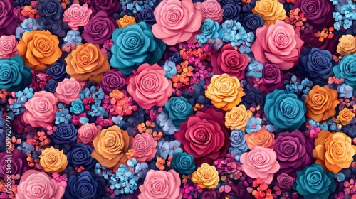 Colorful rose floral background, wedding invitation design