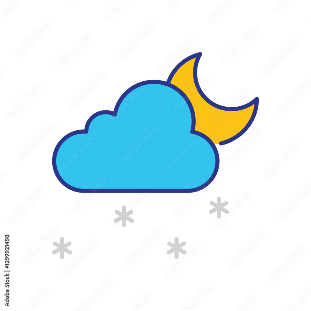 Night Light Snow Icon vector stock illustration Night Light Snow Icon vector stock illustration