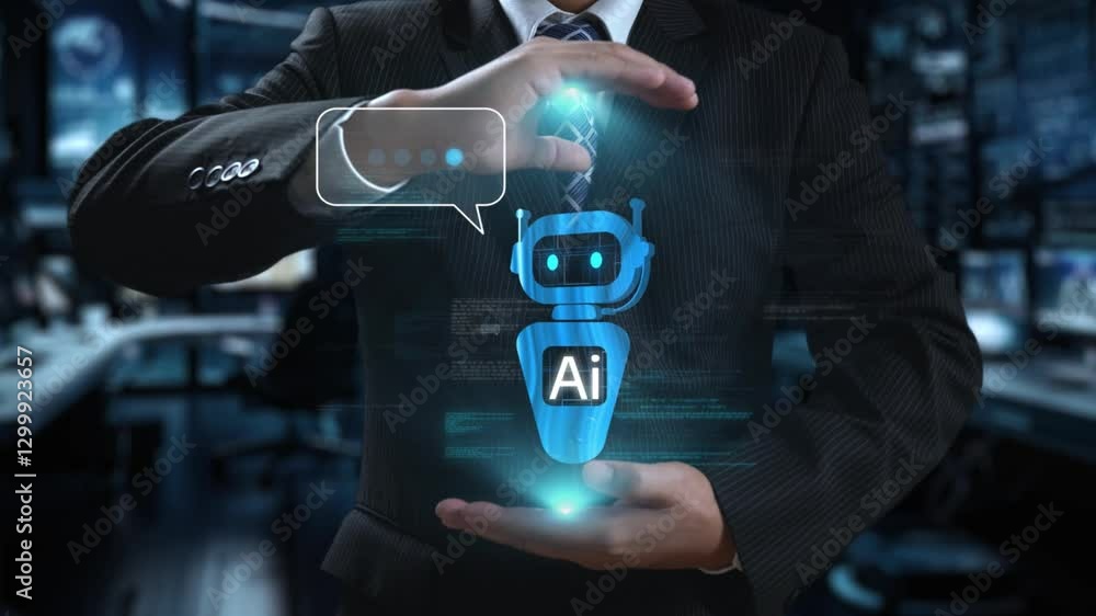 Human interact with AI artificial intelligence virtual assistant ...