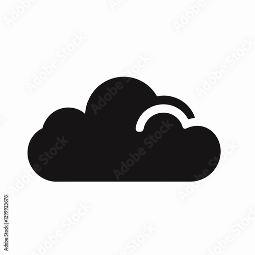 very simple flat and single minimalist Cloud Silhouette in black on a white background