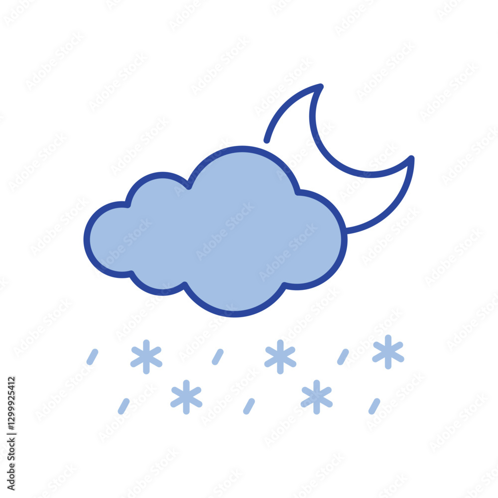 Night Moderate Snow Icon vector stock illustration Night Moderate Snow Icon vector stock illustration