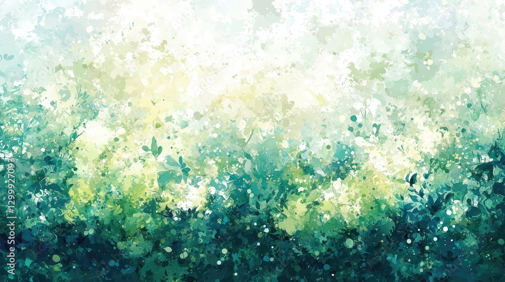 Obraz premium Lush green forest, sunlight dappling leaves, peaceful nature scene, background for design