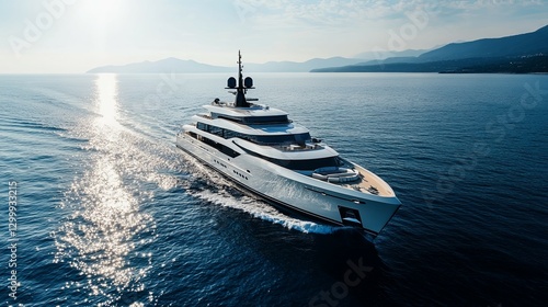 Sleek Luxury Yacht Cruises Serene Azure Waters