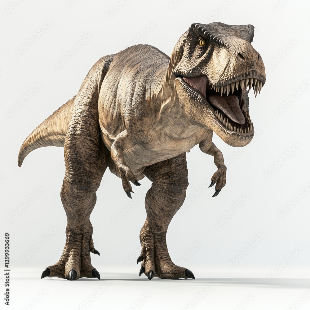 Fototapeta premium Tan Tyrannosaurus Rex 3D Render on White Background