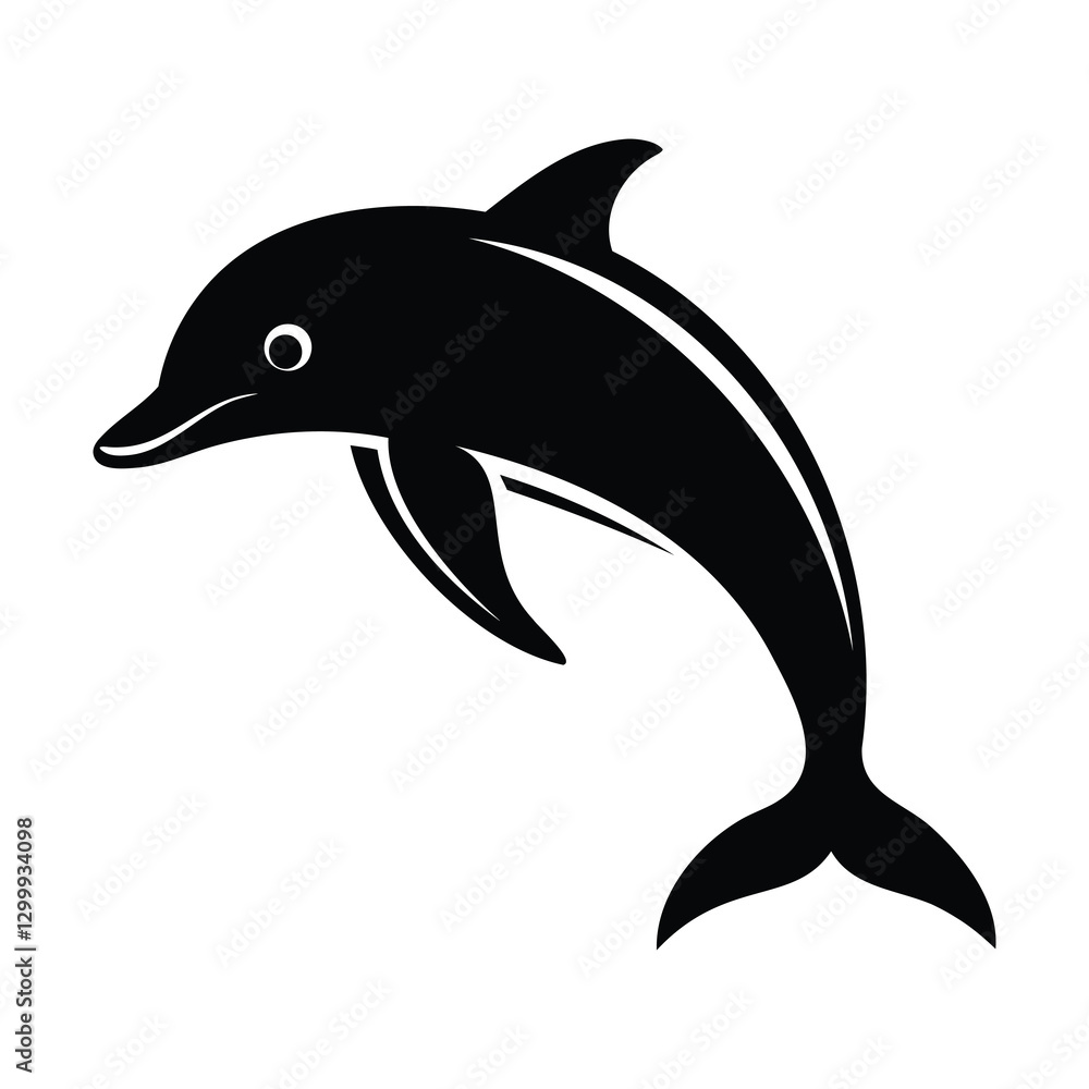 Fototapeta premium Dolphin icon silhouette vector illustration isolated on white background