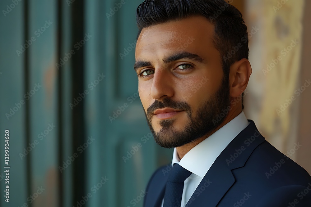 A handsome man wears a suit and poses for a portrait A handsome man wears a suit and poses for a portrait