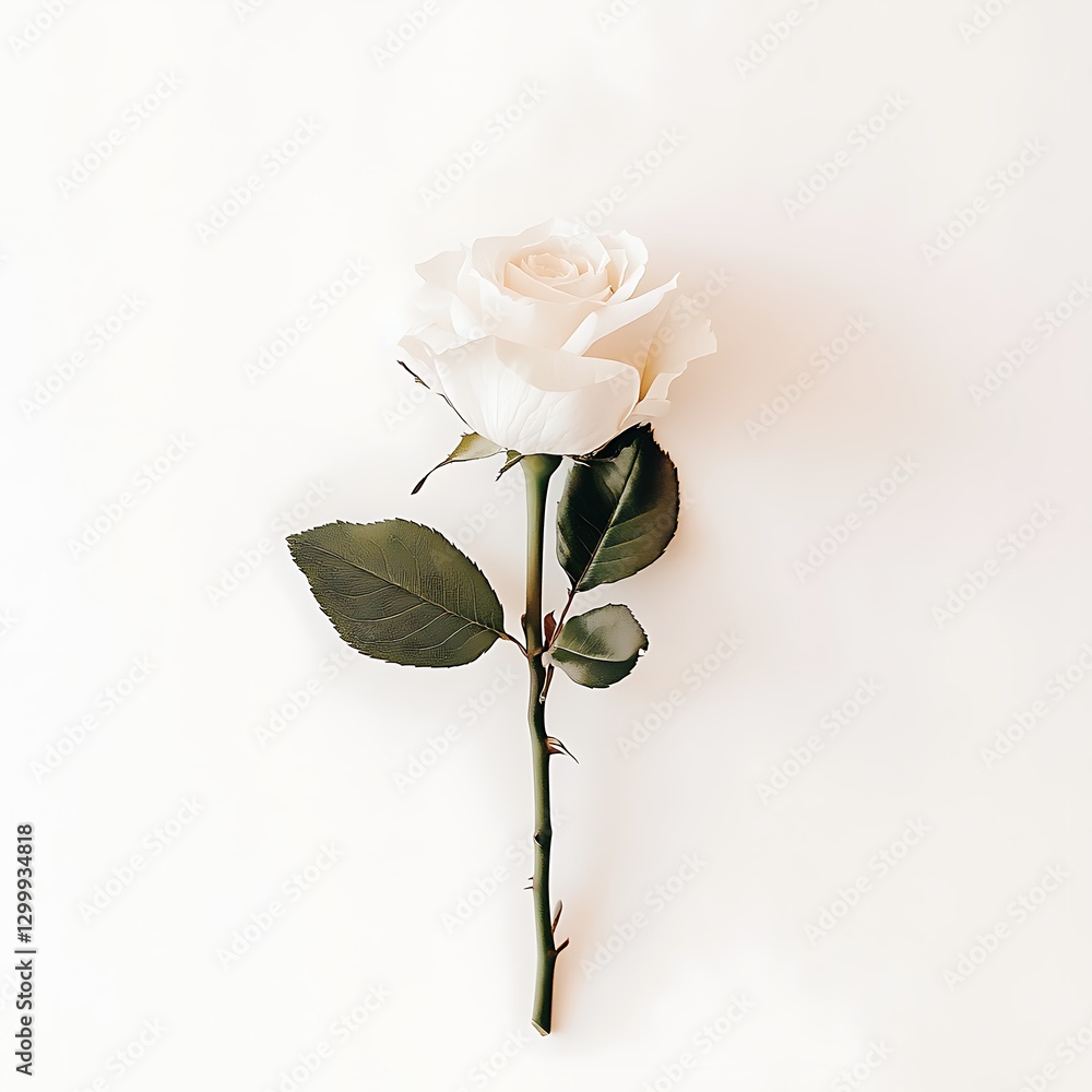 Obraz premium close up of white rose petals on white background, monochrome