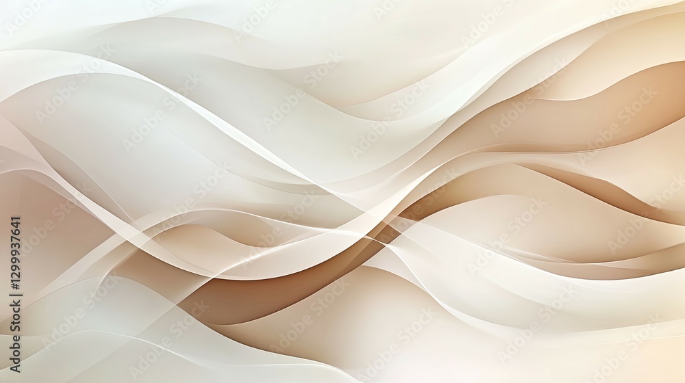 Fototapeta premium Serene Beige and White Abstract Wave Art: Subtle, Elegant Design