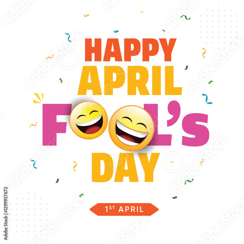 Happy April Fools Day poster and Vector Concept with Clown, Funny Hat, and Surprise Icons