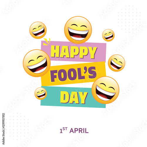 Happy April Fools Day poster and Vector Concept with Clown, Funny Hat, and Surprise Icons