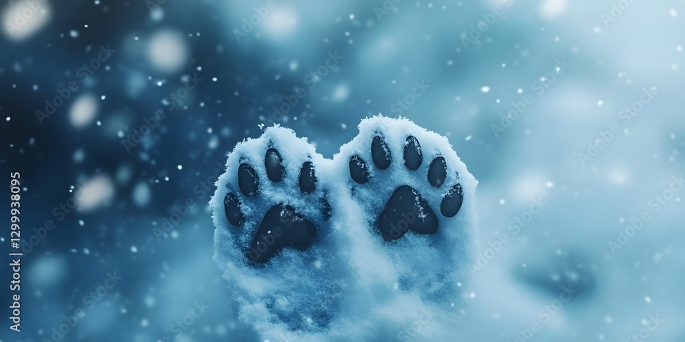 Animal footprints on the snow Animal footprints on the snow