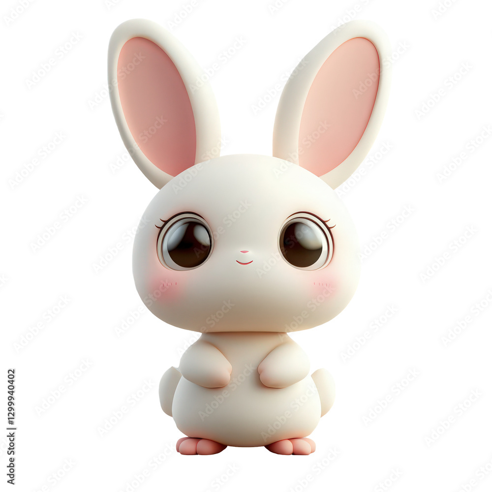 Adorable white bunny character with large innocent eyes and pink accents Adorable white bunny character with large innocent eyes and pink accents