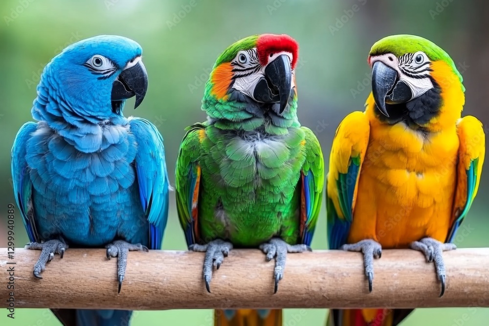 Obraz premium A tropical island filled with exotic birds, colorful parrots, and unique wildlife