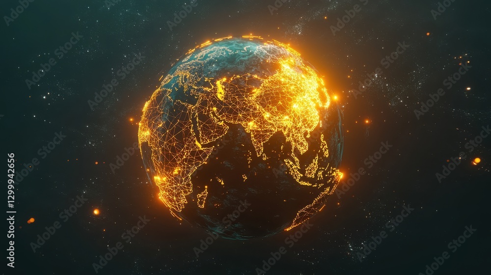 A stunning digital representation of Earth illuminated by glowing connections, showcasing the beauty and complexity of our planet in a vibrant way. A stunning digital representation of Earth illuminated by glowing connections, showcasing the beauty and complexity of our planet in a vibrant way.