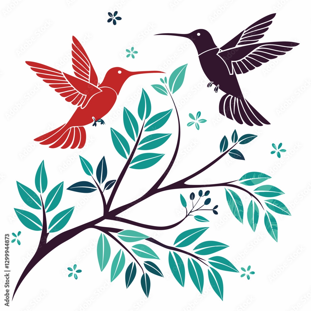 Fototapeta premium Hummingbirds Silhouette vector illustration