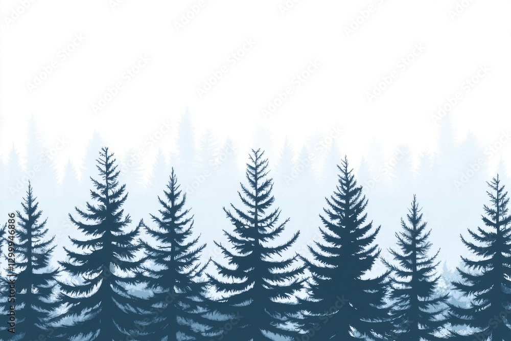 Obraz premium Elegant fir tree outlines on tranquil backdrops, stylish spruce motifs ideal for nature-focused projects and eco-conscious design inspirations