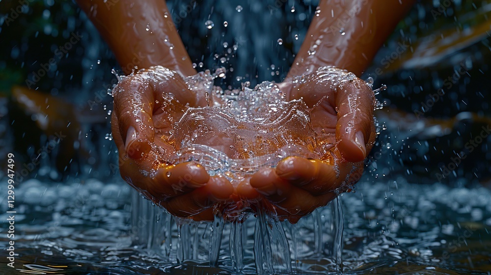 Fototapeta premium hand washing with water professional photography HD 8K wallpaper Photographic Image