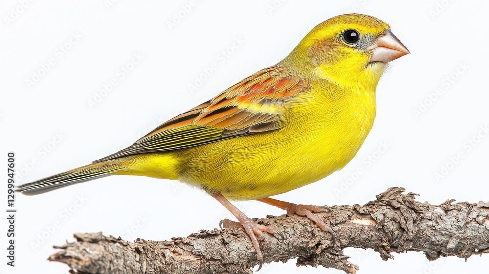 Fototapeta premium Yellow bird perched on a branch isolated in nature showcasing a finch in its natural habitat