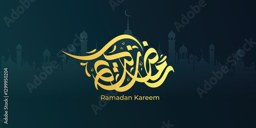 Ramadan is the month of blessing Ramadan Kareem text translation in Arabic lettering , Welcome Ramadan in Arabic ,