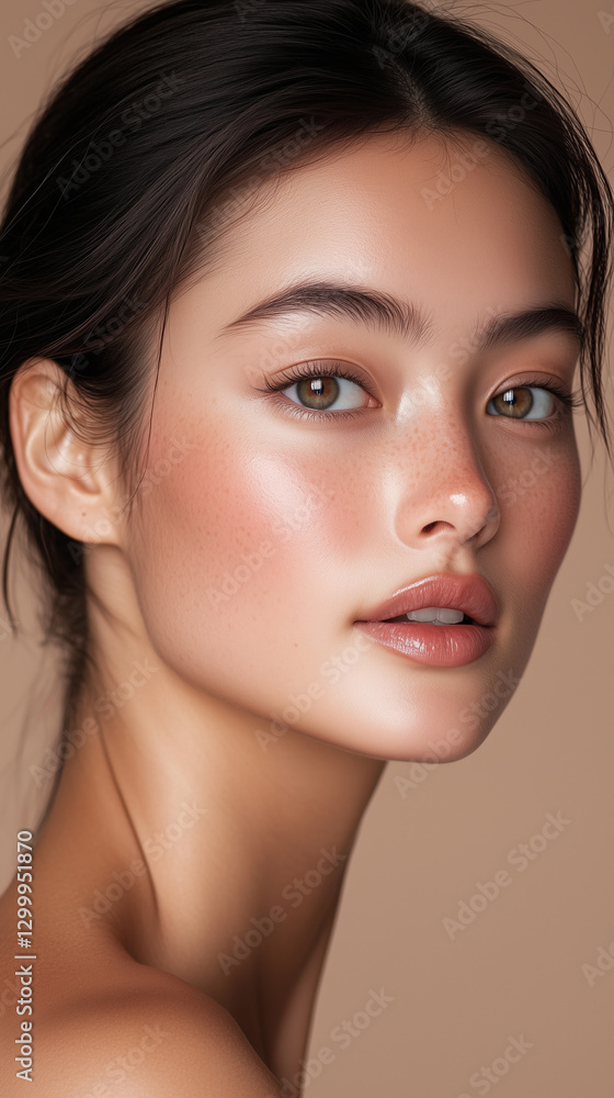 Beautiful Asian skin model with flawless skin, waxed and hairless body and long neck Beautiful Asian skin model with flawless skin, waxed and hairless body and long neck