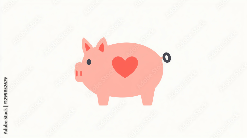 A whimsical illustration of a piggy bank with a heart symbol, representing love for saving and financial planning. Ideal for projects related to finance, savings, and budgeting. A whimsical illustration of a piggy bank with a heart symbol, representing love for saving and financial planning. Ideal for projects related to finance, savings, and budgeting.