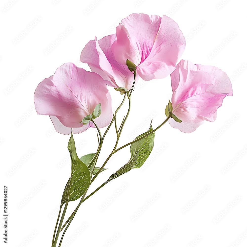 Fototapeta premium Pink sweet pea flowers bouquet isolated on white background with clipping path