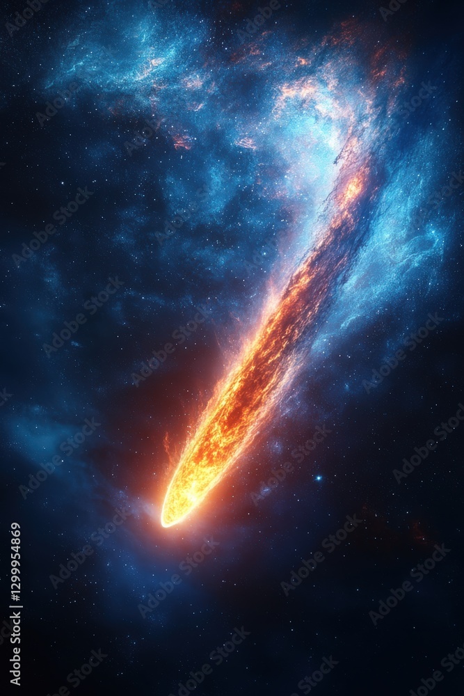 Obraz premium Comet illuminates distant exoplanet with vibrant colors in cosmic display