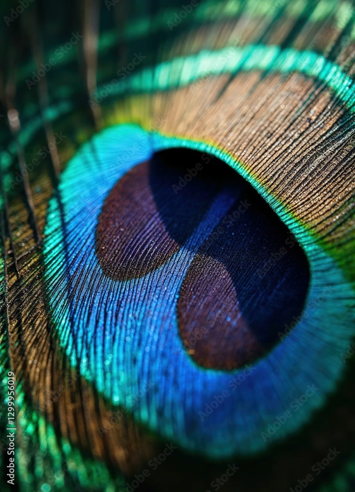 Naklejka premium Closeup portrait of a vibrant peacock feather