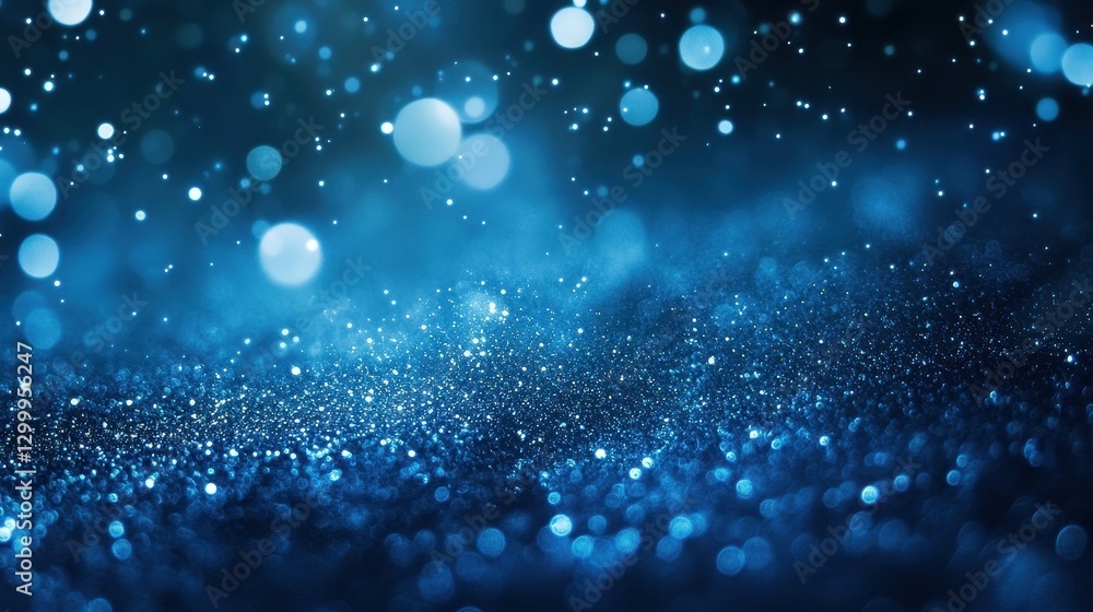Obraz premium Blurred lights create a dreamy and sparkly blue texture