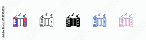 Accordion  icons set in different style vector stock 