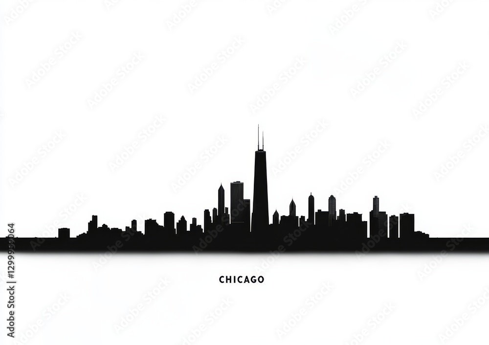 Fototapeta premium A black color silhouette of a Chicago skyline.