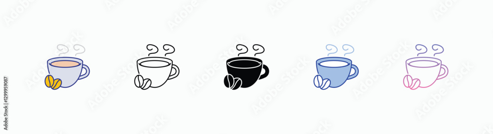 Coffee icons set in different style vector stock Coffee icons set in different style vector stock