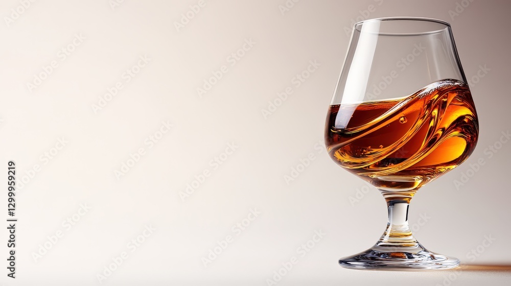 Elegant brandy snifter showcasing amber cognac with captivating light reflections Elegant brandy snifter showcasing amber cognac with captivating light reflections