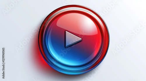 Free Download Play button, glossy, red and blue, circular, 3D render. - GFXLoad
