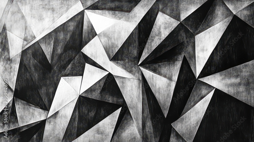 Geometric art exploration abstract design black and white modern gallery close-up view creative inspiration