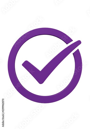 Purple Check Mark Inside a Circle on a White Background