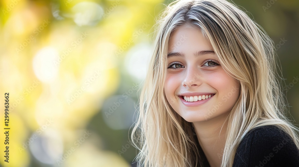 A joyful young blonde girl radiates happiness, embodying pure and carefree innocence. A joyful young blonde girl radiates happiness, embodying pure and carefree innocence.