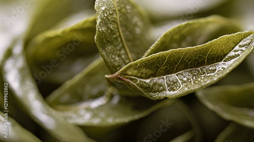 Green Tea leaves In Boiling tea making bubbles isolated on natural background ai 